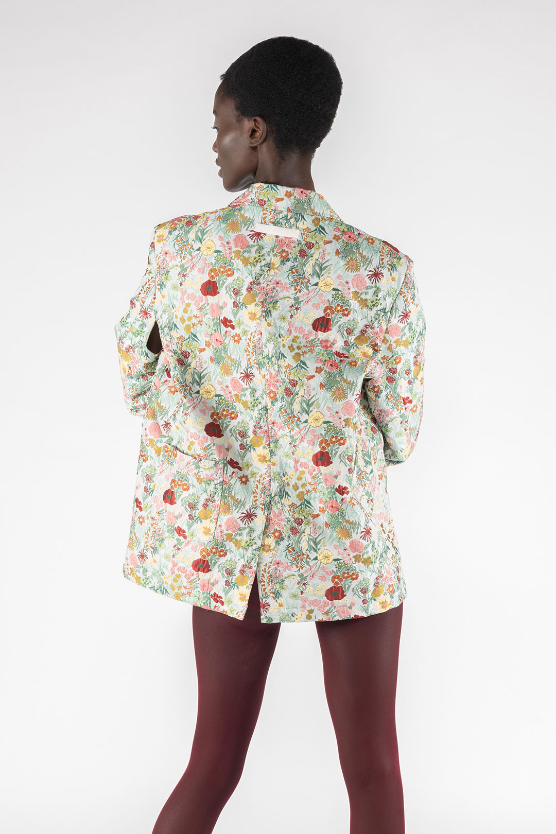 BONDED JACQUARD FABRIC BLAZER JACKET 9292 - WHITE/MULTICOLOR - OOF WEAR