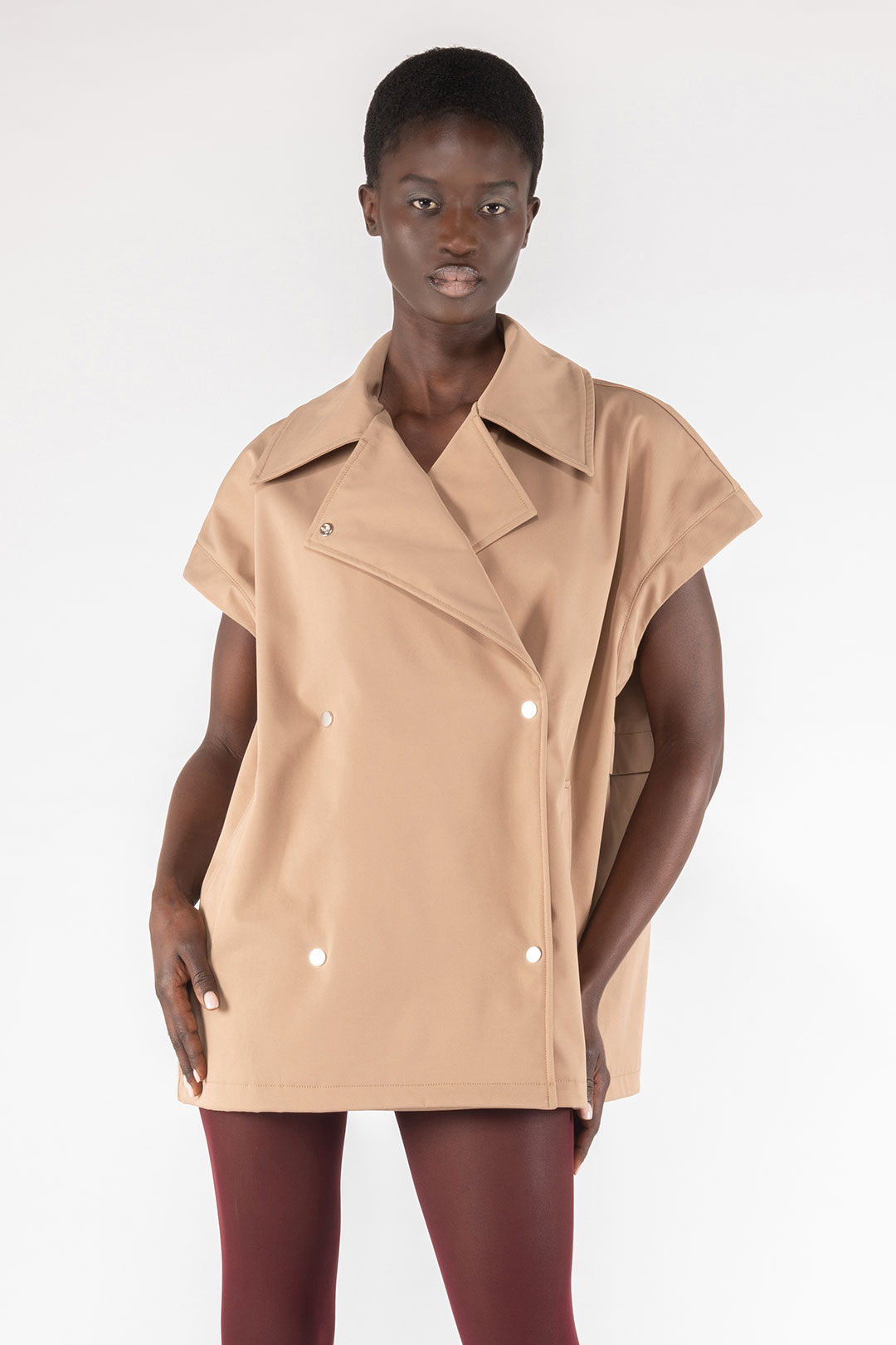 BONDED FABRIC GILET 9293 - KHAKI - OOF WEAR