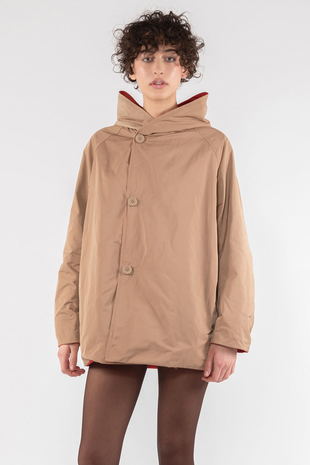 MEMORY NYLON REVERSIBLE JACKET 9411 - FLAME/CAMEL - OOF WEAR