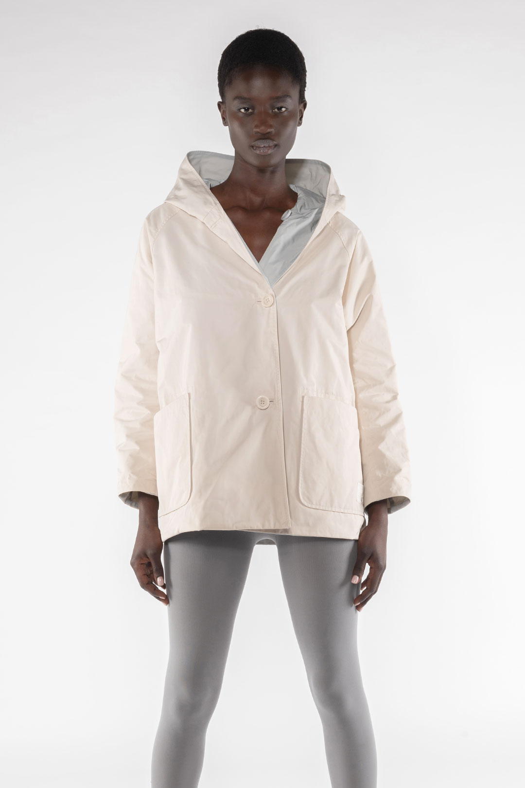 MEMORY NYLON REVERSIBLE JACKET 9411 - CREAM/DIGITAL GREY - OOF WEAR