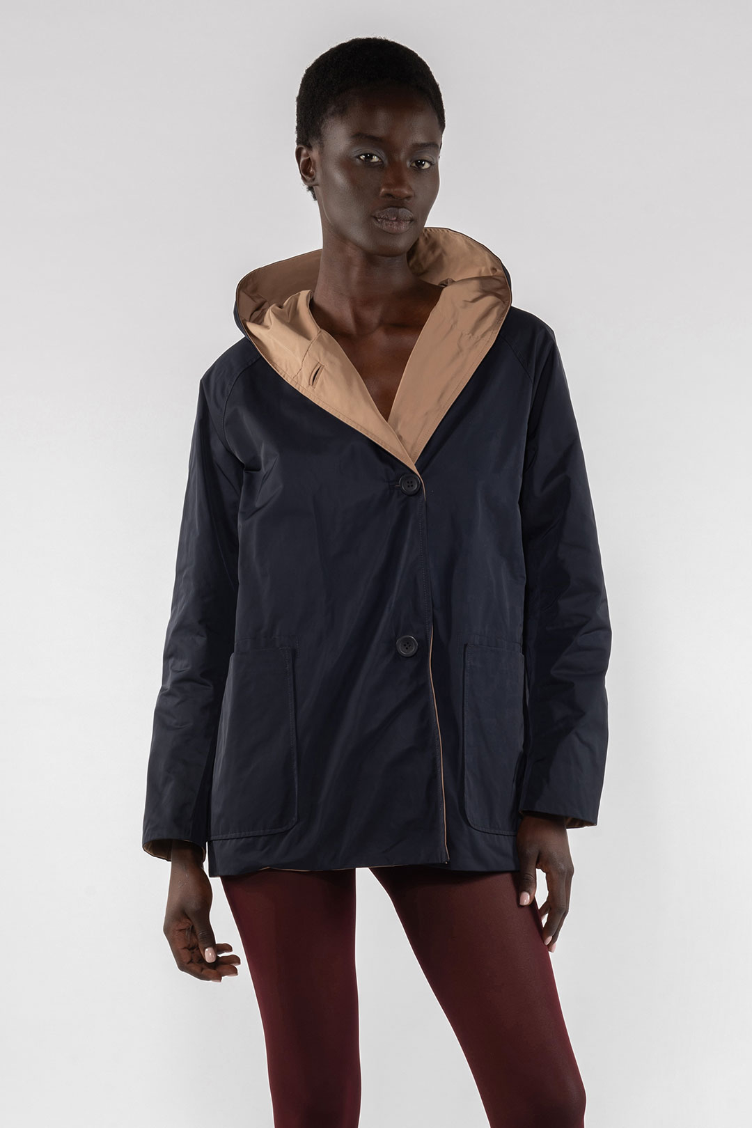 MEMORY NYLON REVERSIBLE JACKET 9411 - MIDNIGHT BLUE/CAMEL - OOF WEAR
