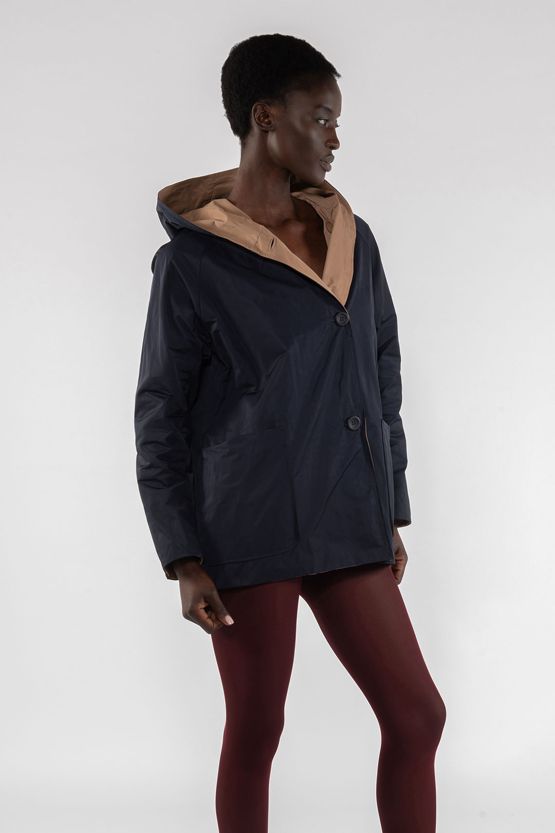 MEMORY NYLON REVERSIBLE JACKET 9411 - MIDNIGHT BLUE/CAMEL - OOF WEAR