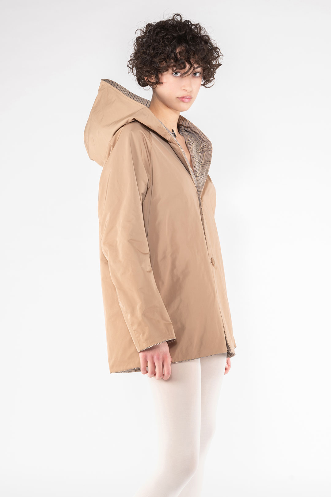 CHECK MEMORY NYLON REVERSIBLE JACKET 9411 - LILAC/CAMEL - OOF WEAR