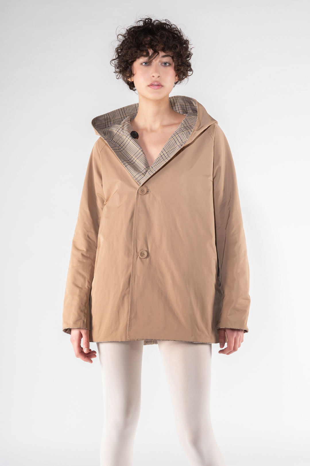 GIACCA REVERSIBILE 9411 IN NYLON MEMORY CHECK - LILLA/CAMMELLO - OOF WEAR