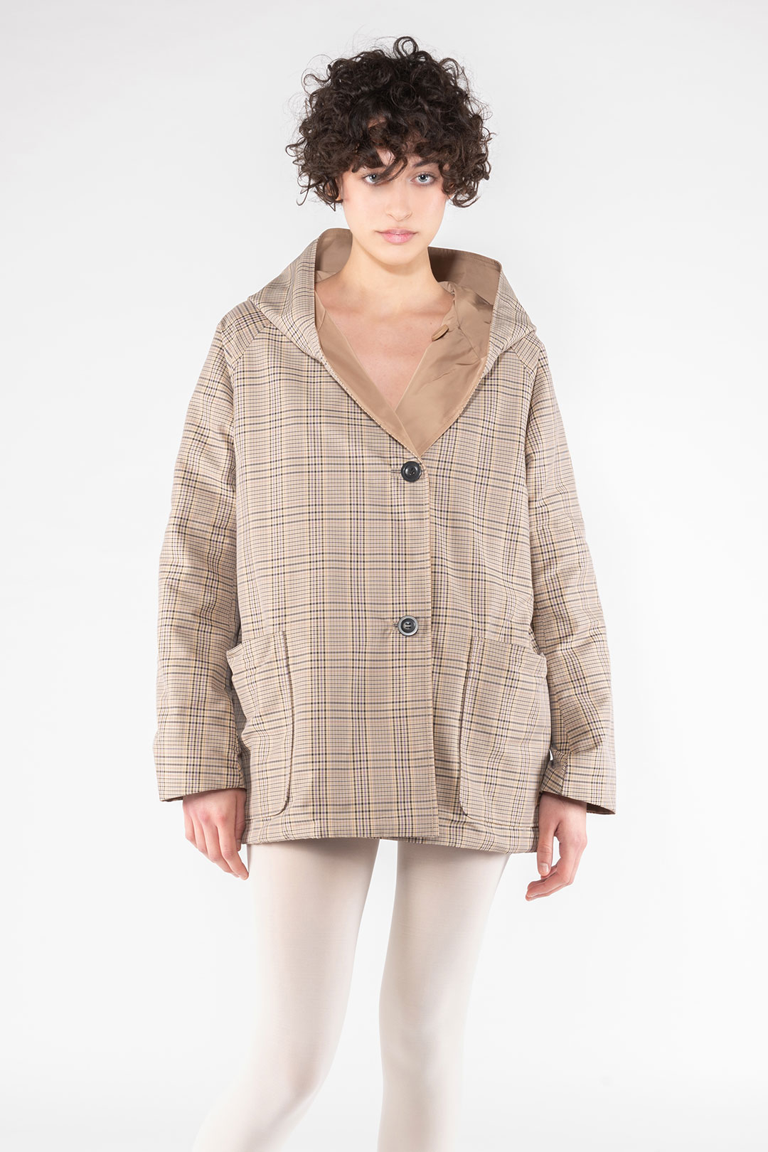 GIACCA REVERSIBILE 9411 IN NYLON MEMORY CHECK - LILLA/CAMMELLO - OOF WEAR