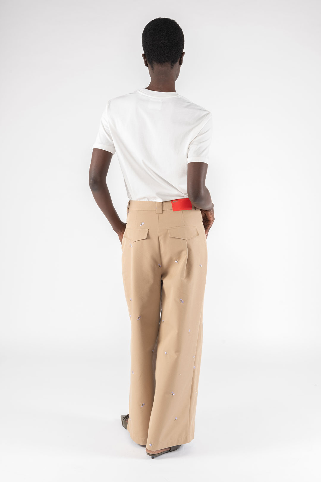 EMBROIDERED GABARDINE PANTS 8031 - KHAKI/LILAC - OOF WEAR