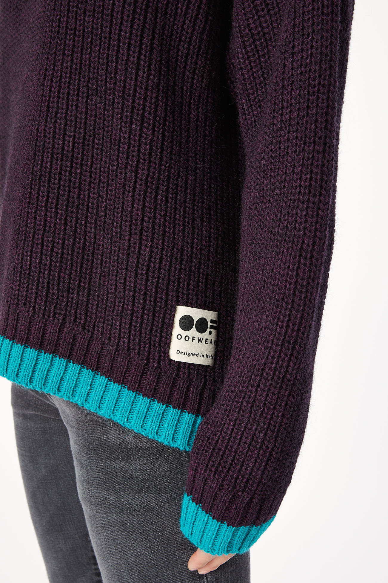 SWEATER 4043 MADE IN PLAIN KNITTED WOOL - AUBERGINE - OOF WEAR