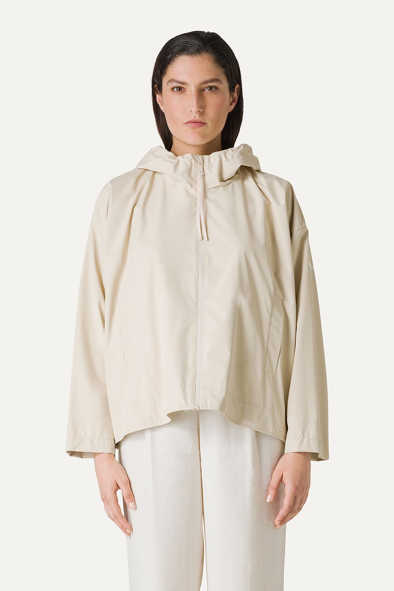 SHORT NYLON JACKET WITH SILVER LINING 9214 - CREAM - OOF WEAR