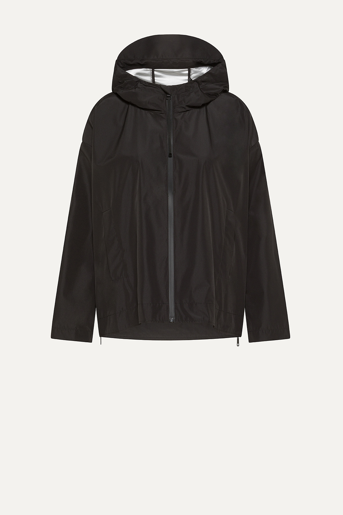 SHORT NYLON JACKET WITH SILVER LINING 9214 - BLACK - OOF WEAR