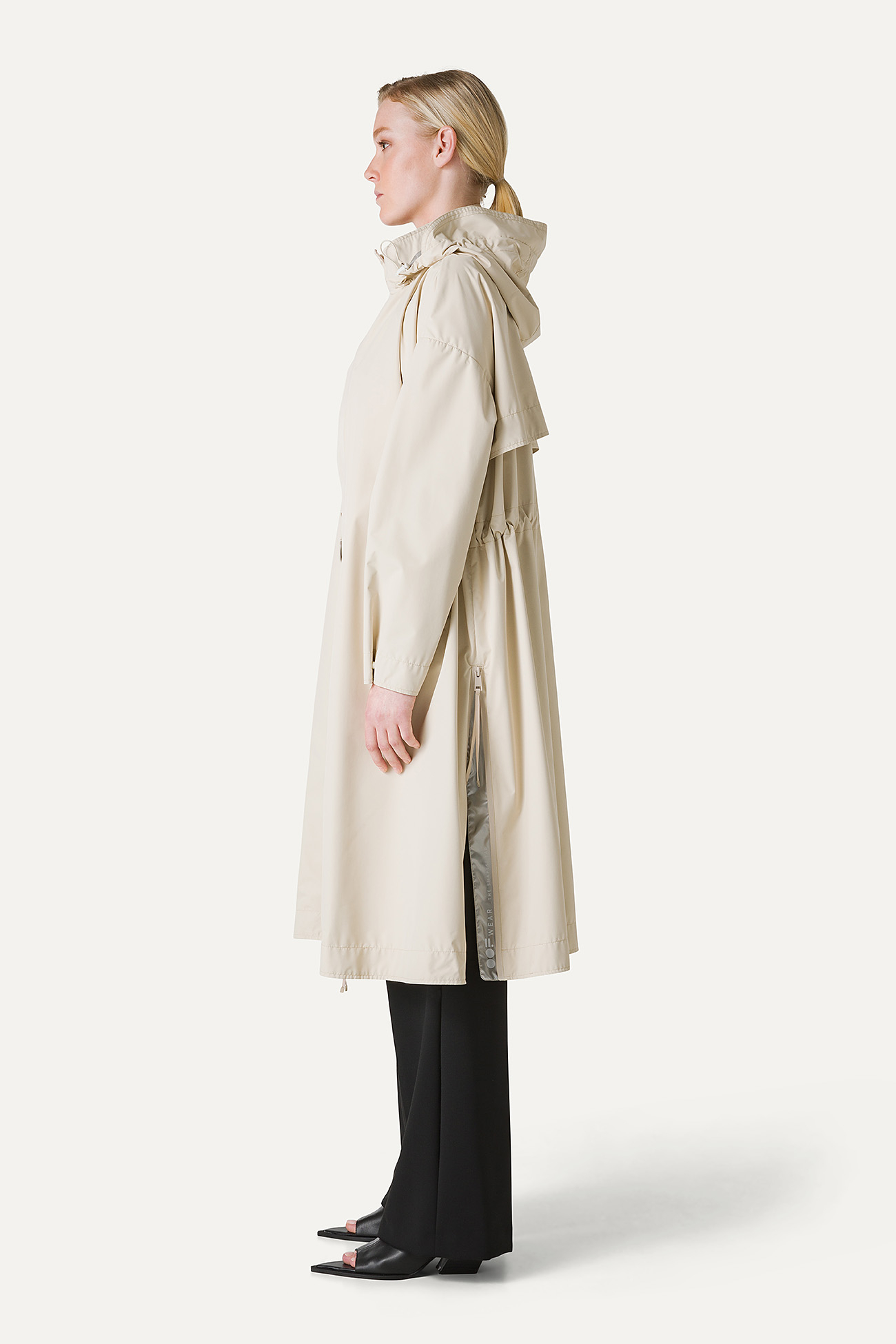 LONG NYLON JACKET WITH SILVER LINING 9216 - CREAM - OOF WEAR