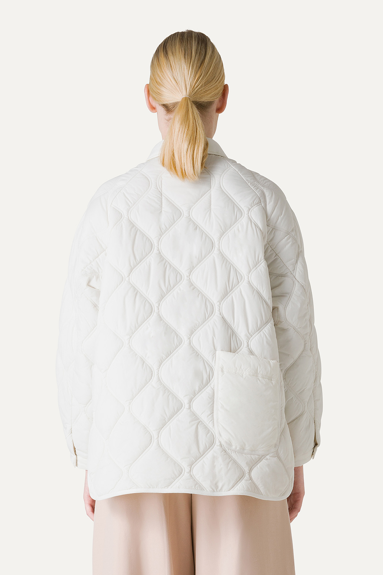 OVERSIZE SHACKET IN QUILTED LIGHT NYLON 9222 - BUTTER - OOF WEAR