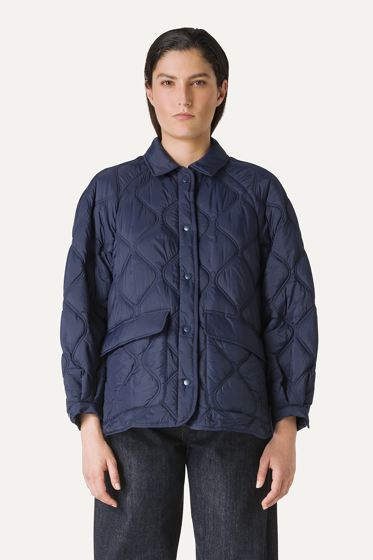 OVERSIZE JACKET IN QUILTED LIGHT NYLON 9222 - MIDNIGHT BLUE - OOF WEAR