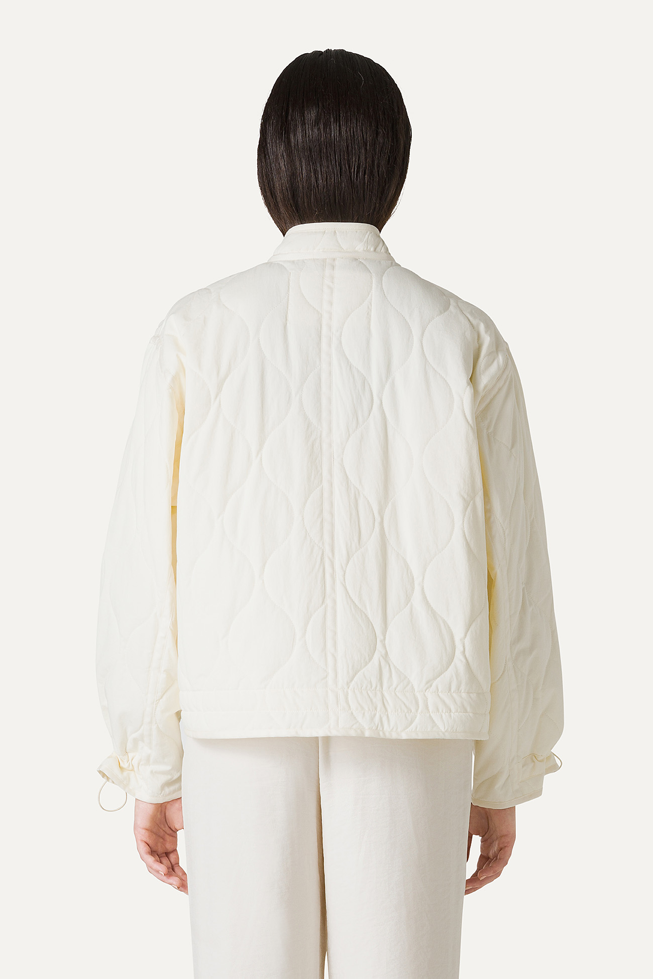 FLARED SHORT JACKET IN QUILTED NYLON 9224 - VANILLA - OOF WEAR