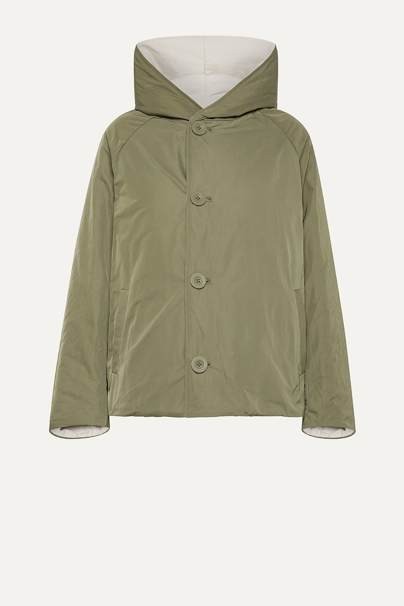 SHAPE MEMORY NYLON REVERSIBLE JACKET 9006  - CREAM/MILITARY GREEN - OOF WEAR