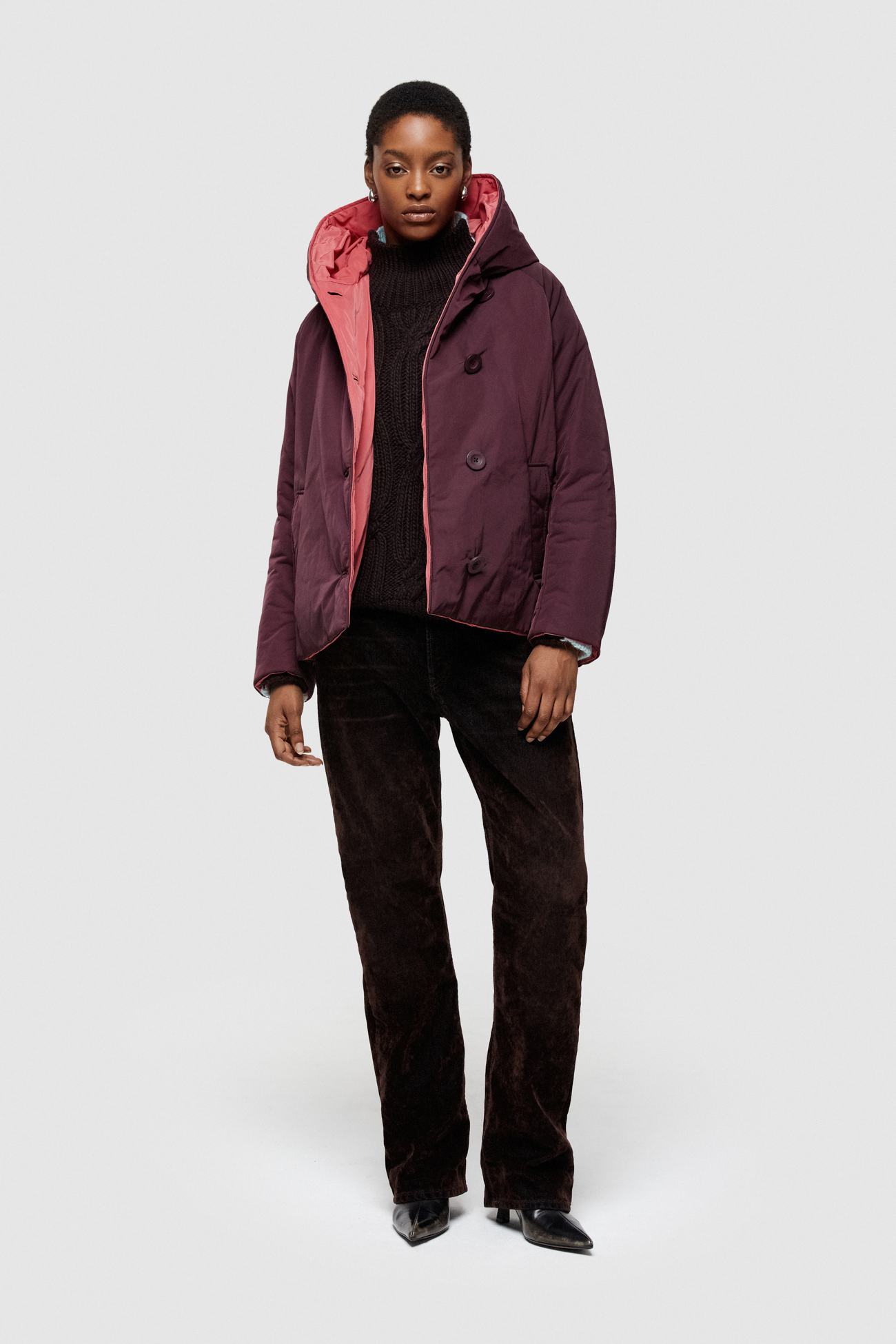 SHAPE MEMORY NYLON REVERSIBLE JACKET 9006  - PLUM/DUST ROSE - OOF WEAR