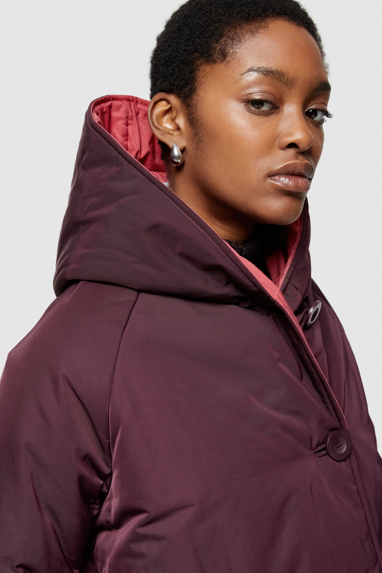 SHAPE MEMORY NYLON REVERSIBLE JACKET 9006  - PLUM/DUST ROSE - OOF WEAR