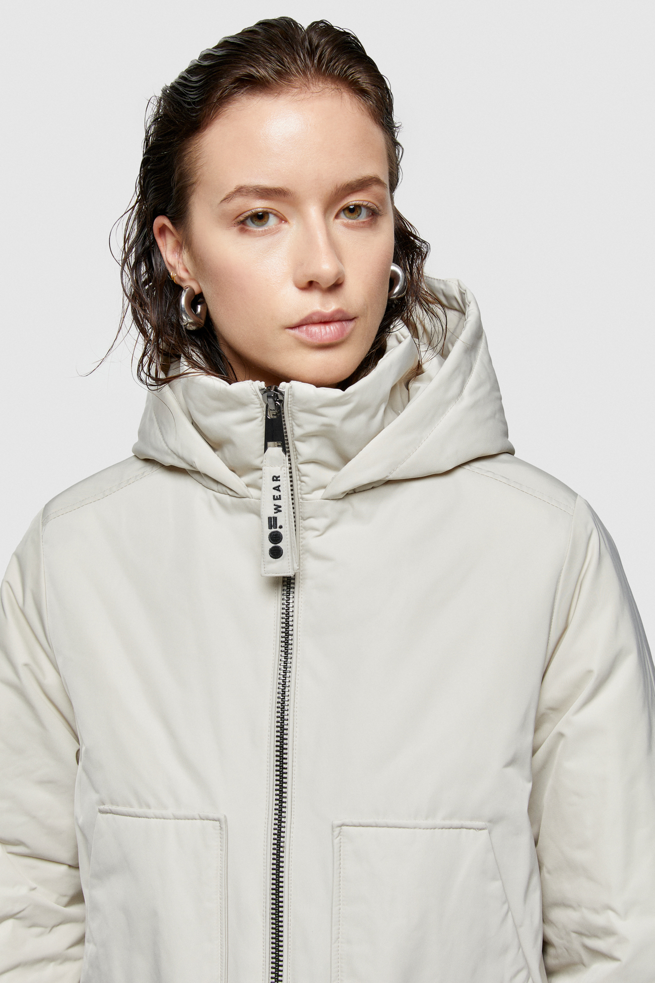 LONG PARKA 9094 IN SHAPE MEMORY NYLON - CREAM - OOF WEAR