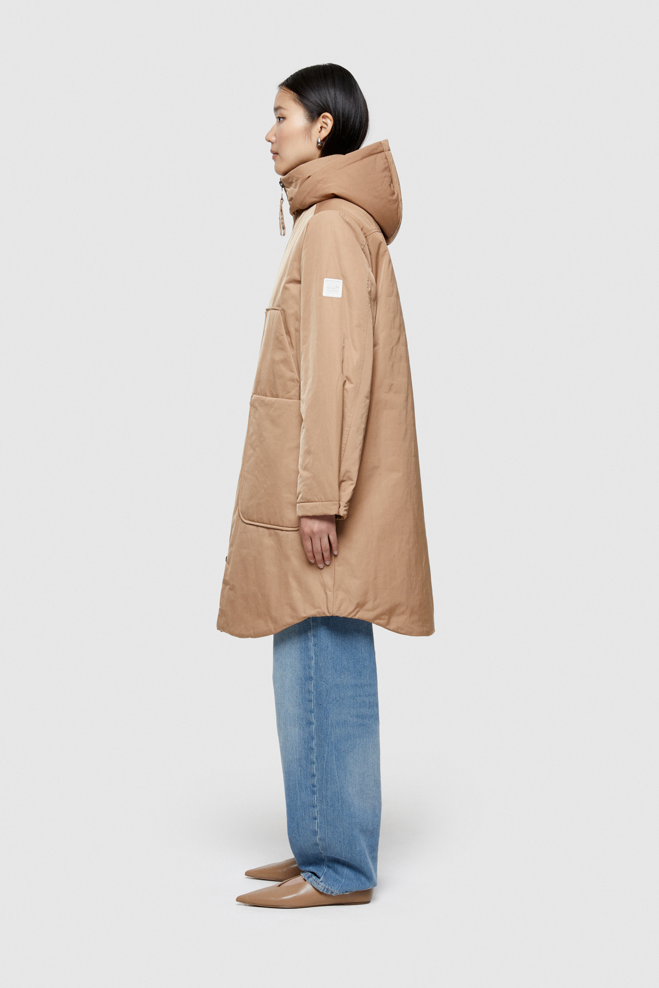 LONG PARKA 9094 IN SHAPE MEMORY NYLON - CAMEL - OOF WEAR