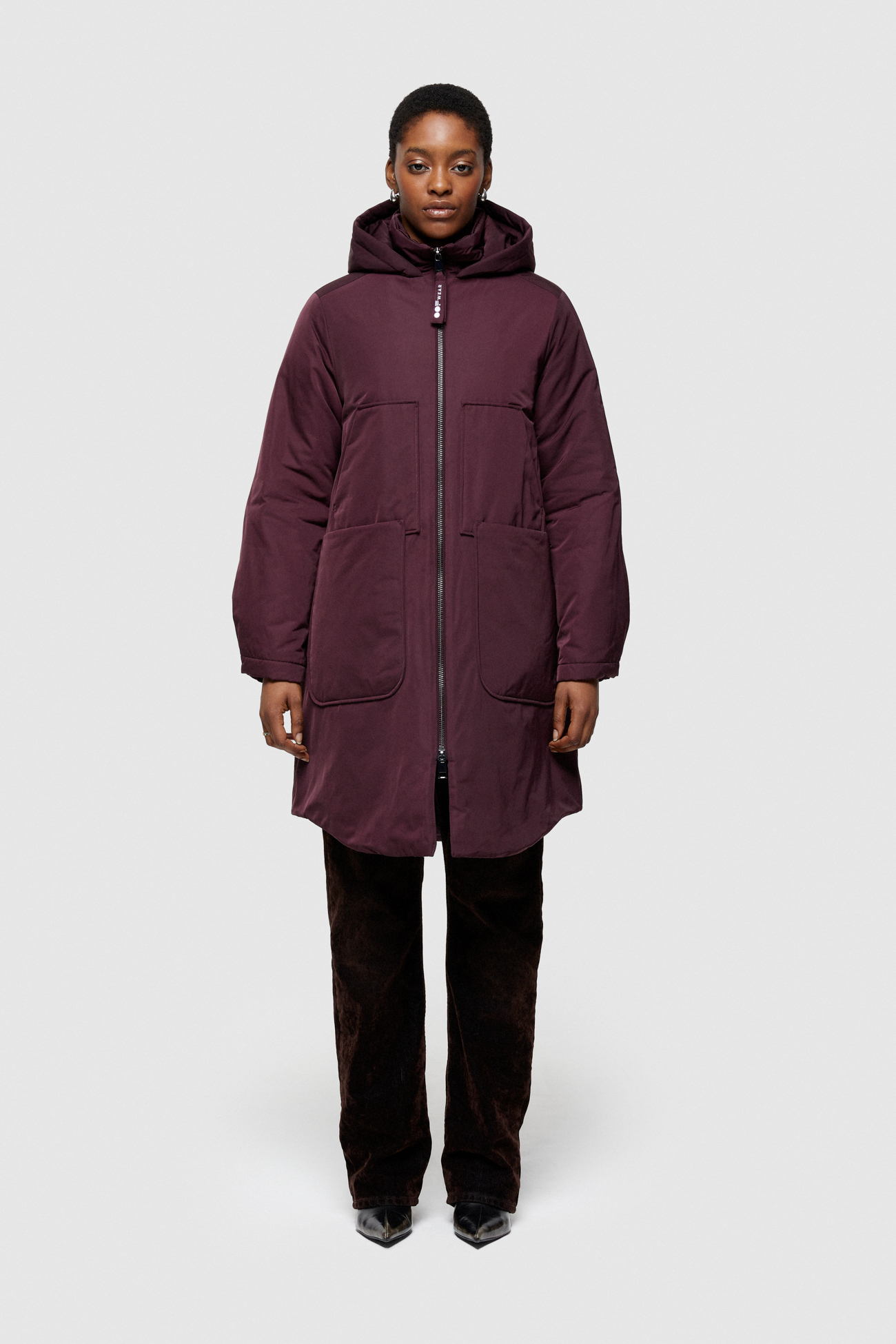 LONG PARKA 9094 IN SHAPE MEMORY NYLON - PLUM - OOF WEAR