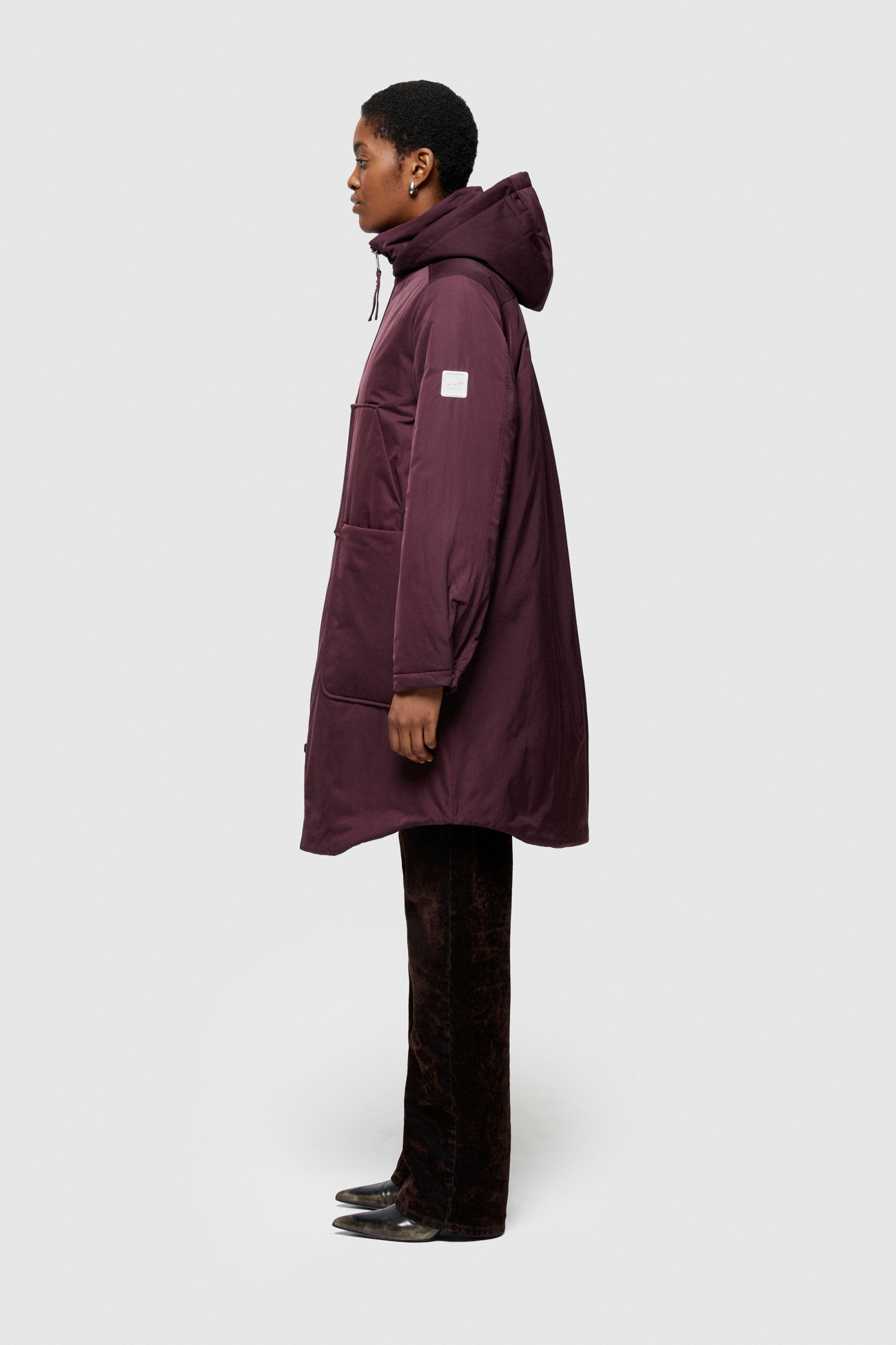 LONG PARKA 9094 IN SHAPE MEMORY NYLON - PLUM - OOF WEAR