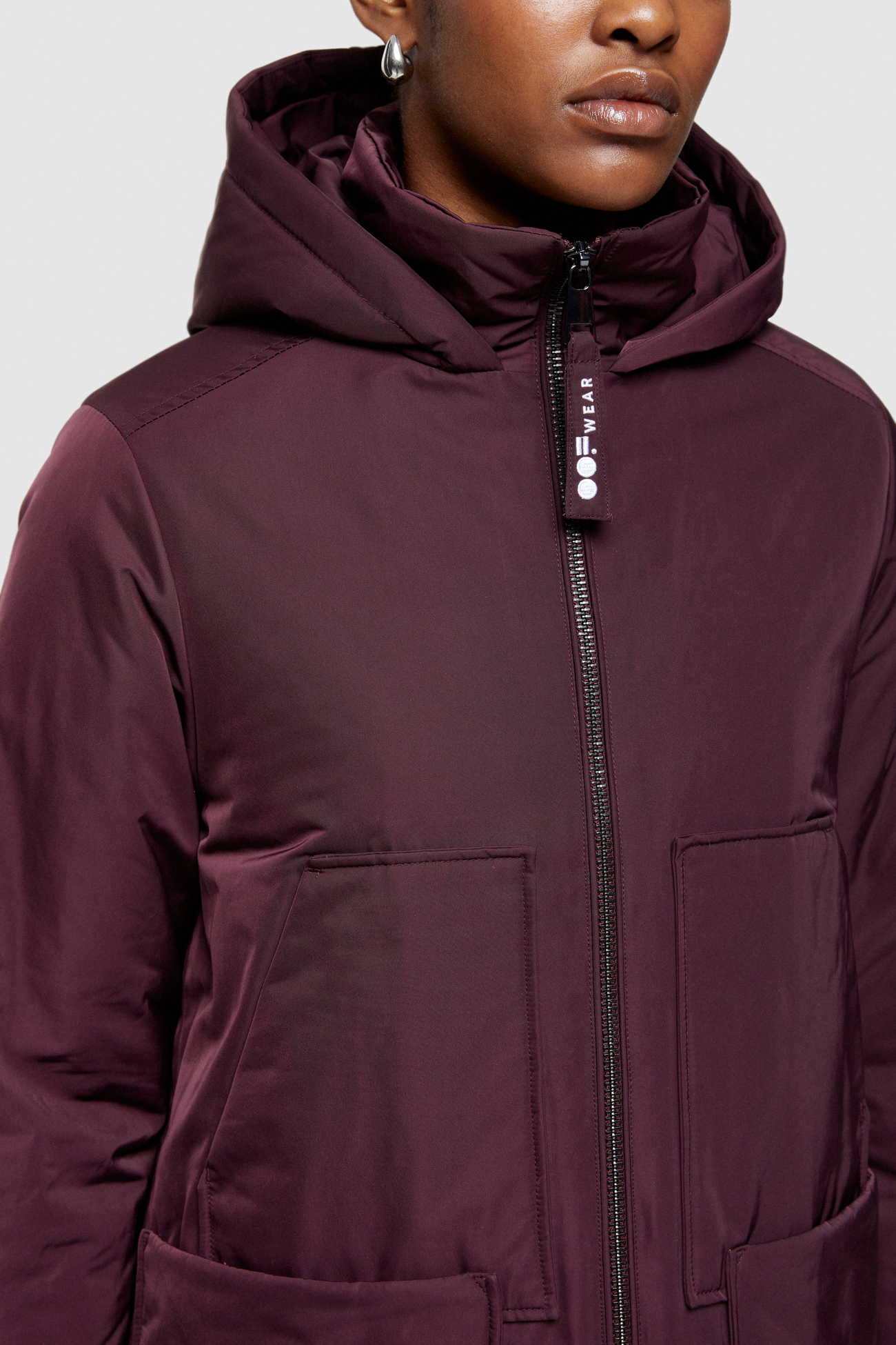 LONG PARKA 9094 IN SHAPE MEMORY NYLON - PLUM - OOF WEAR