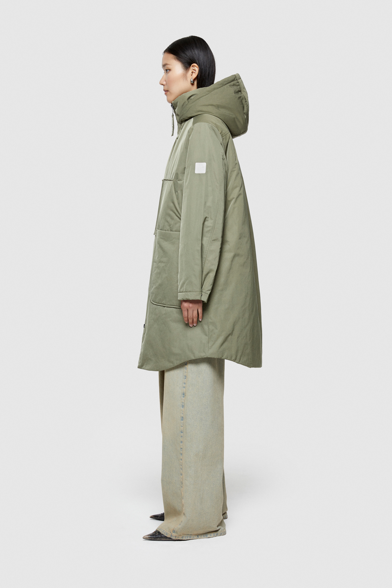 LONG PARKA 9094 IN SHAPE MEMORY NYLON - ARMY GREEN - OOF WEAR