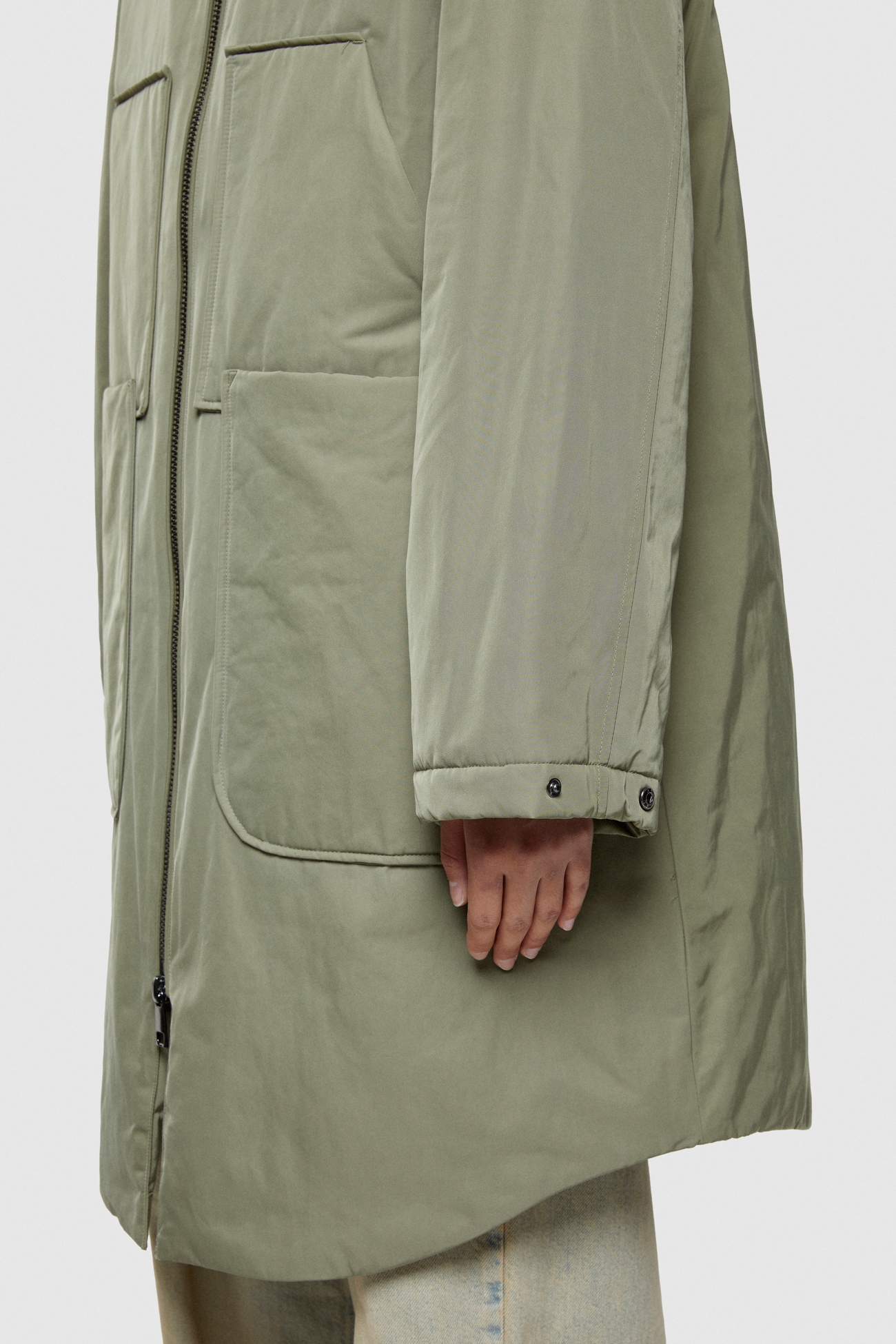 LONG PARKA 9094 IN SHAPE MEMORY NYLON - ARMY GREEN - OOF WEAR