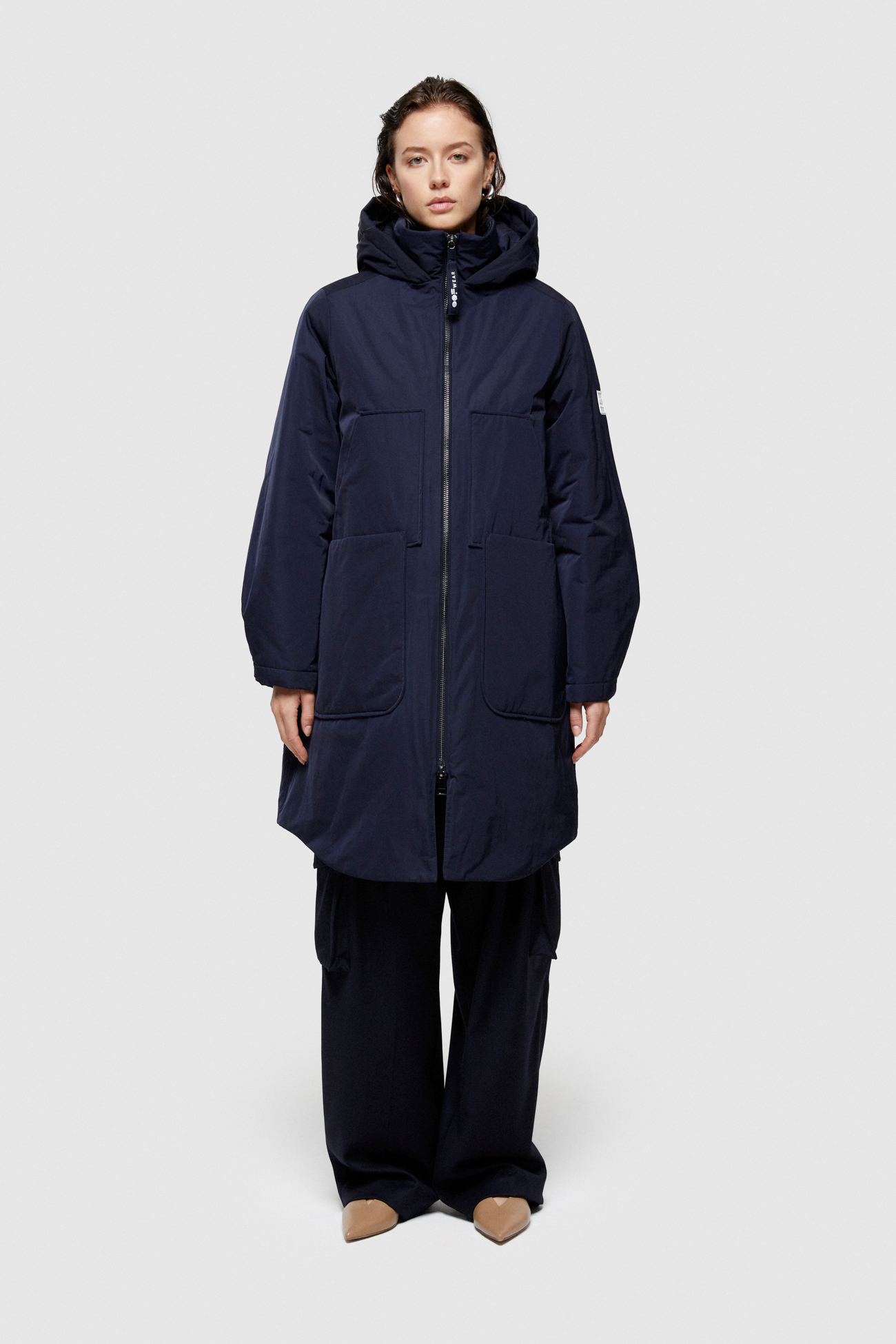 LONG PARKA 9094 IN SHAPE MEMORY NYLON - DARK BLUE - OOF WEAR