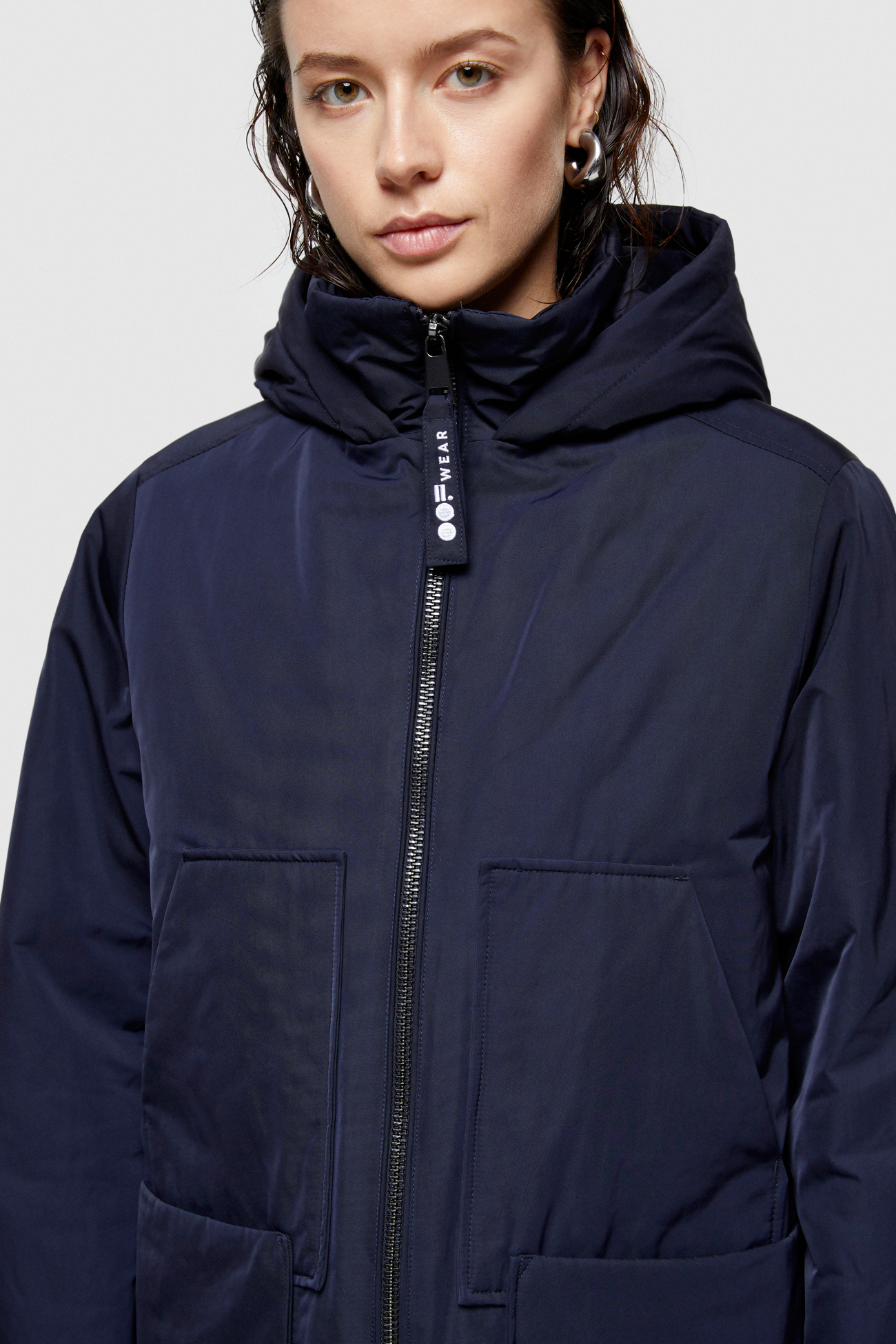 LONG PARKA 9094 IN SHAPE MEMORY NYLON - DARK BLUE - OOF WEAR