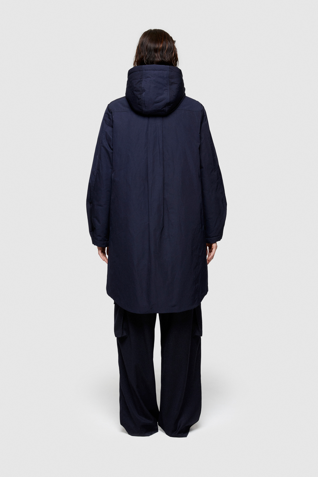 LONG PARKA 9094 IN SHAPE MEMORY NYLON - DARK BLUE - OOF WEAR