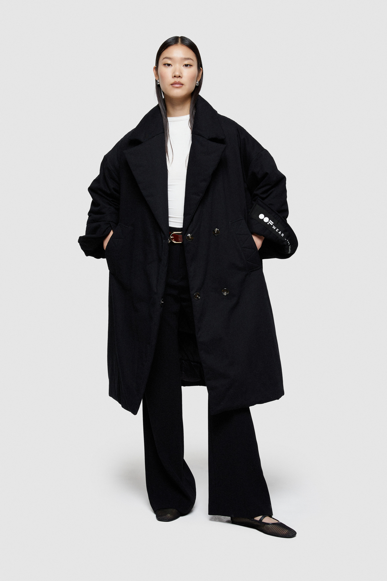 COTTON GABARDINE LONG JACKET 9244  - BLACK - OOF WEAR