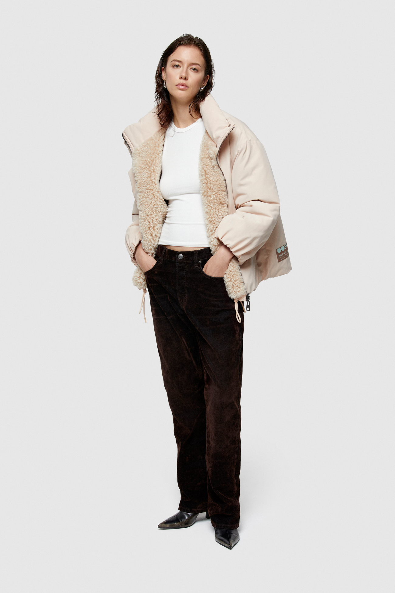 FAUX FUR AND COTTON REVERSIBLE JACKET 9256  - ECRU/NATURAL - OOF WEAR