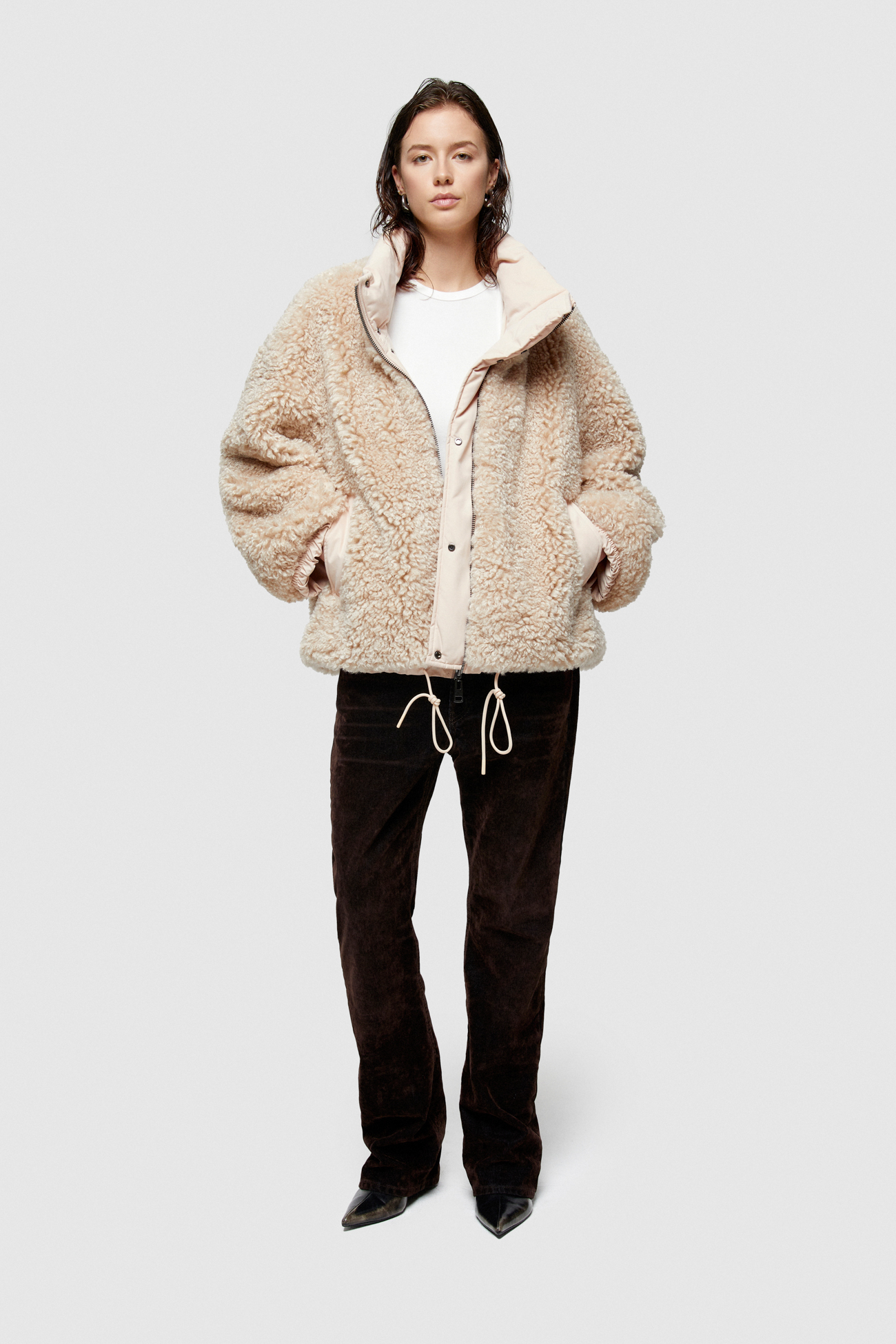 FAUX FUR AND COTTON REVERSIBLE JACKET 9256  - ECRU/NATURAL - OOF WEAR