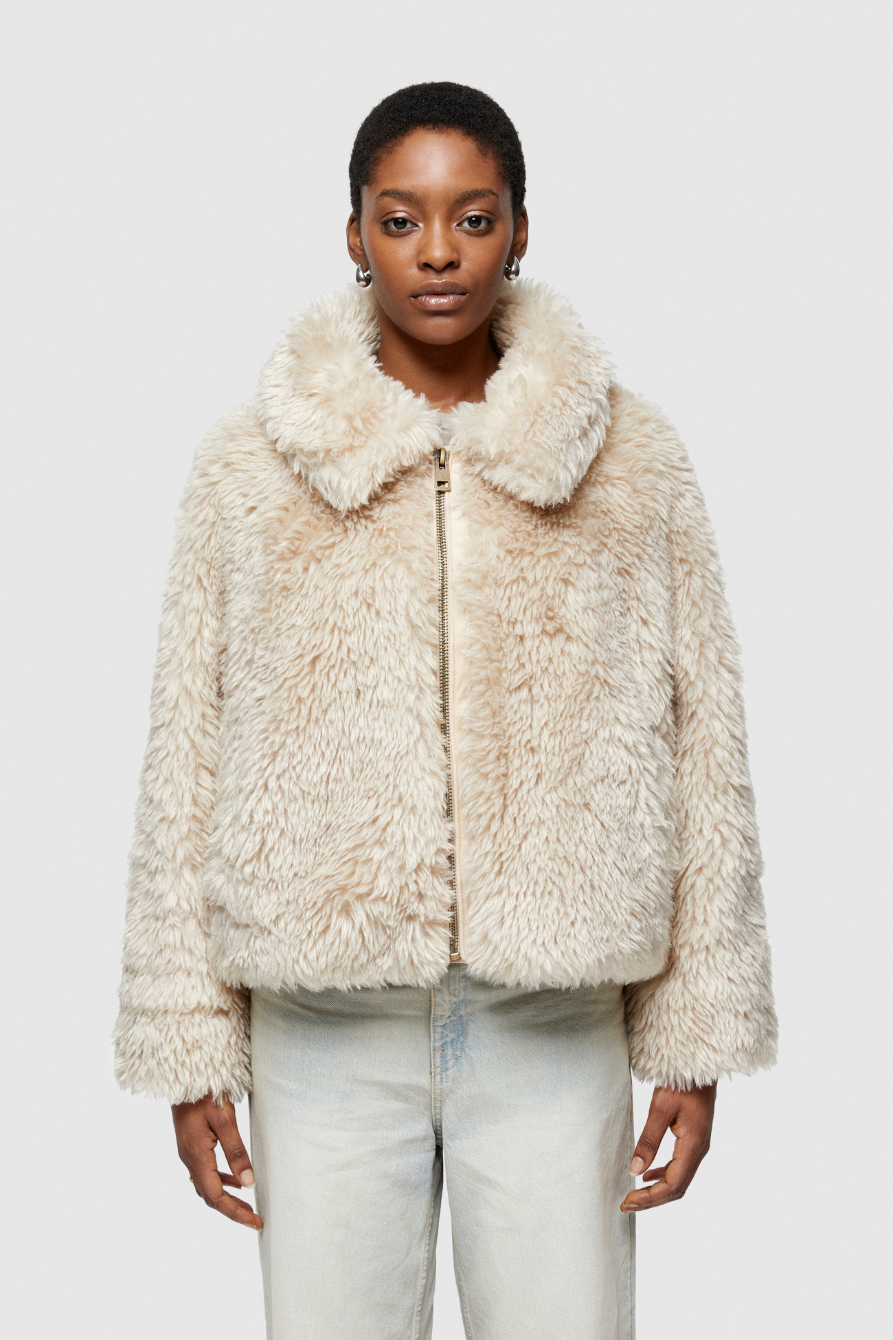 FAUX FUR SHORT JACKET 9258  - PEACH - OOF WEAR