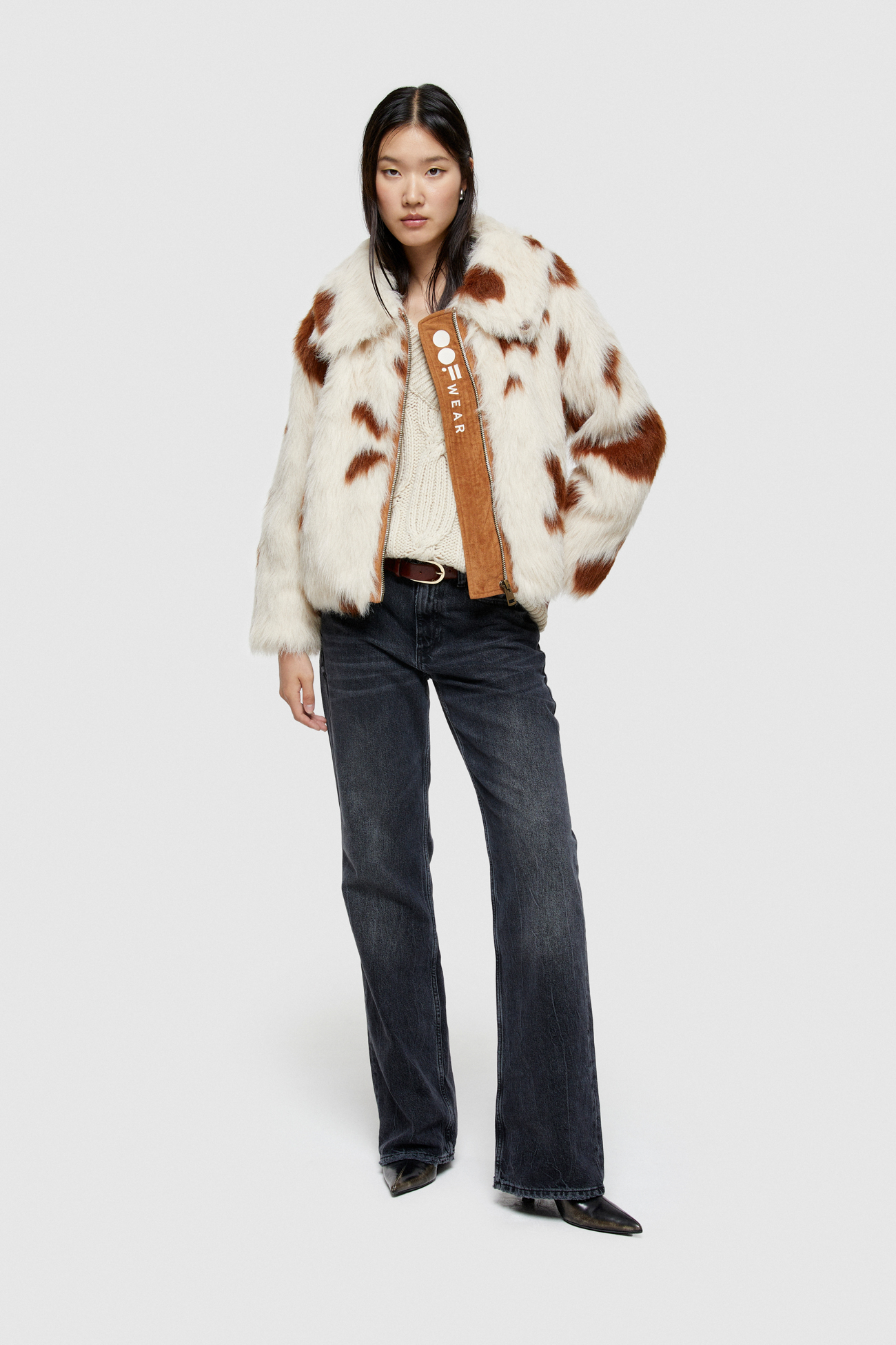 FAUX FUR SHORT JACKET 9258  - NATURAL/BROWN - OOF WEAR