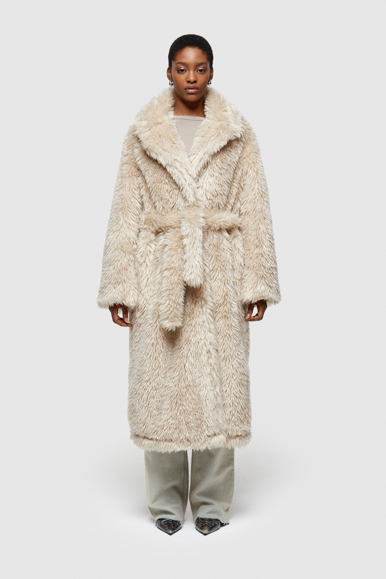 ECO-FUR LONG COAT 9259  - PEACH - OOF WEAR