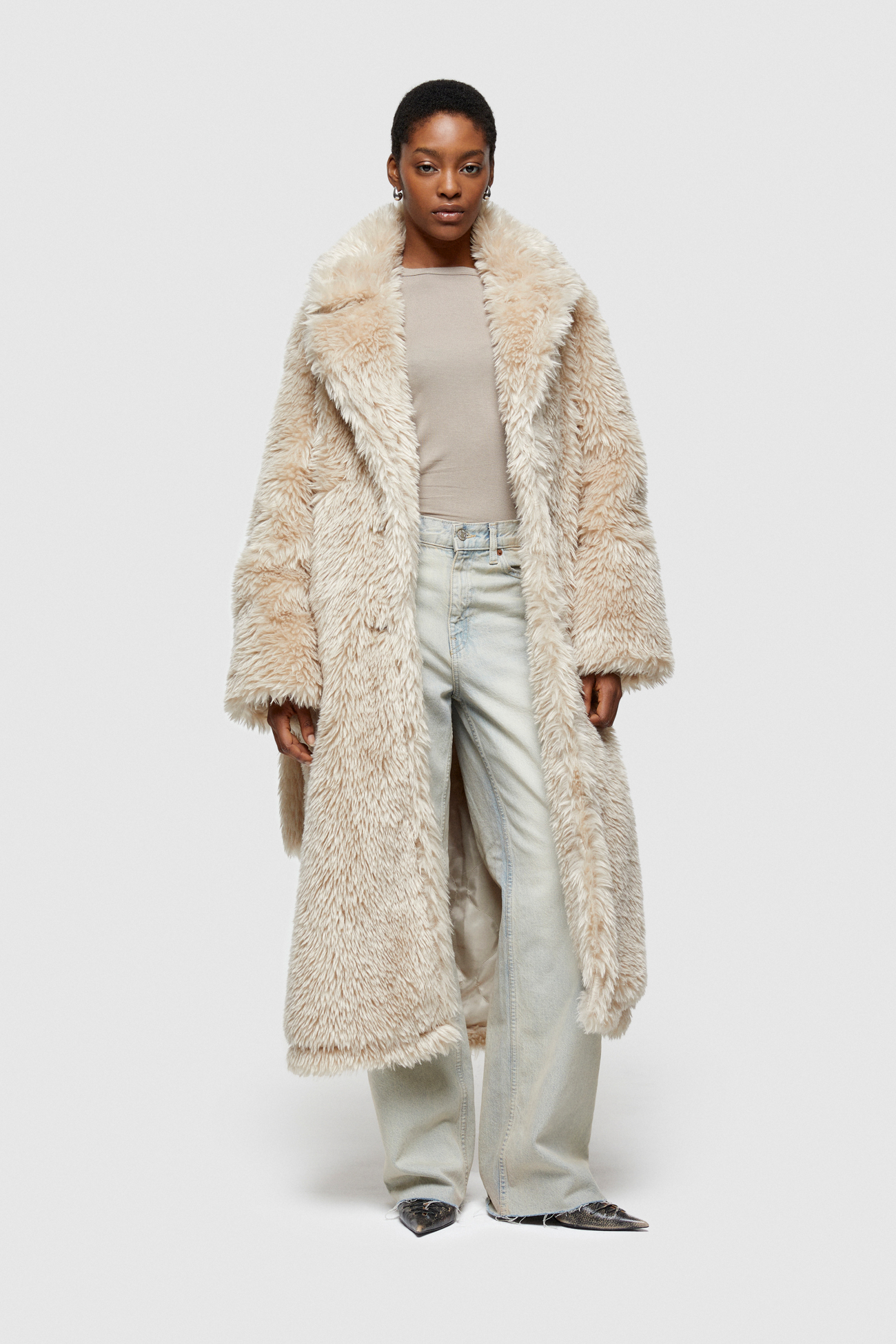 ECO-FUR LONG COAT 9259  - PEACH - OOF WEAR