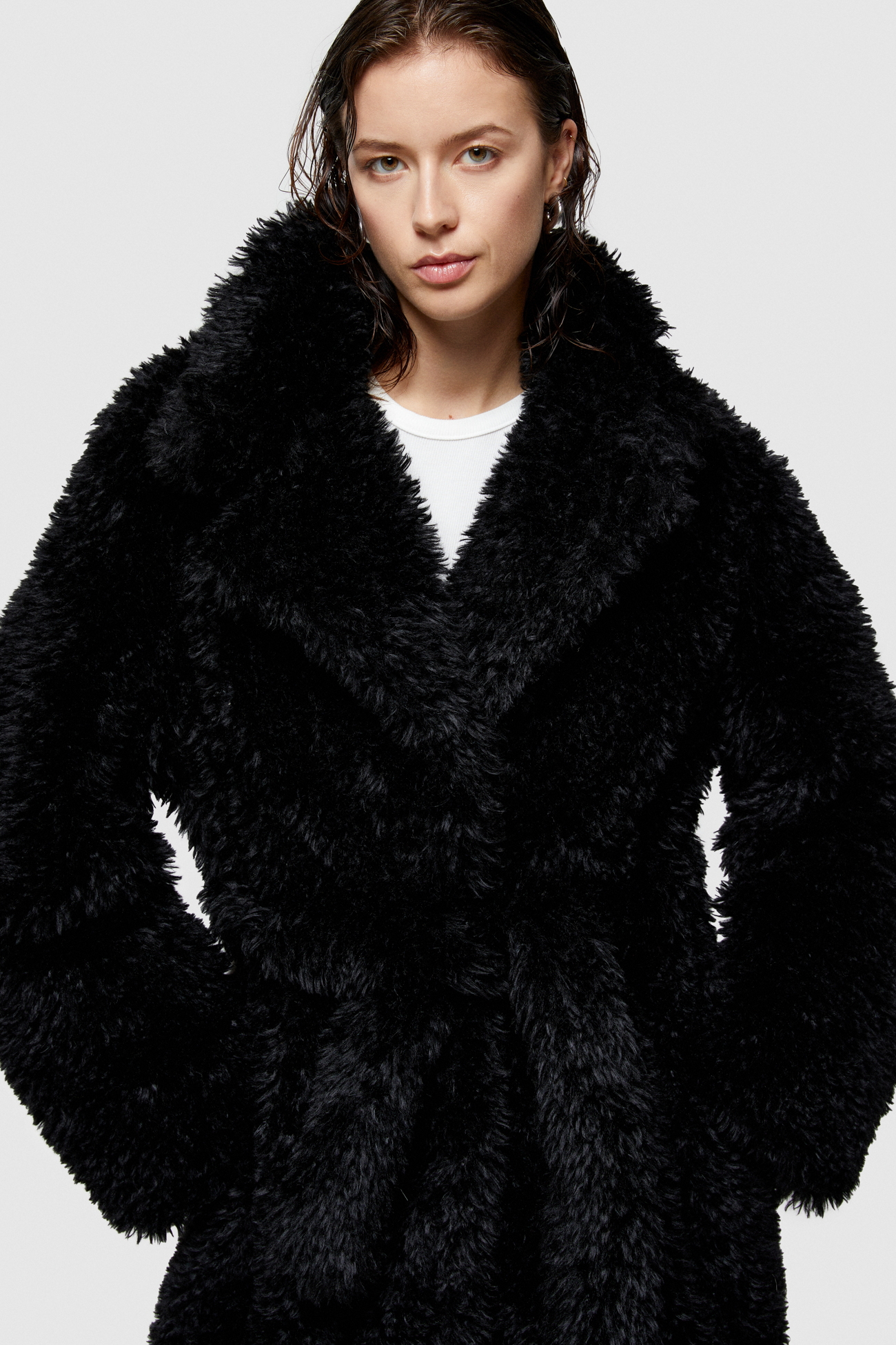 ECO-FUR LONG COAT 9259  - BLACK - OOF WEAR