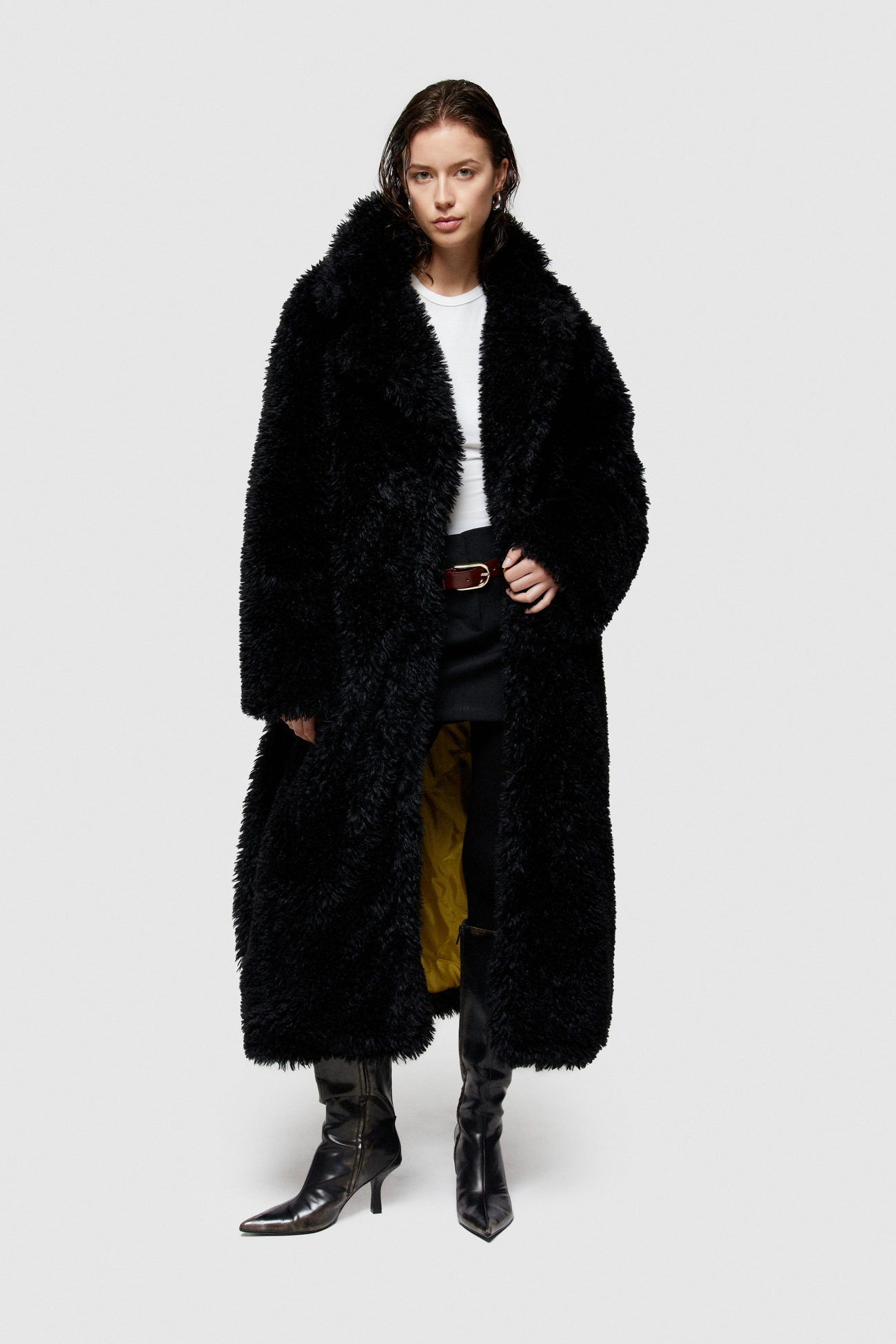 ECO-FUR LONG COAT 9259  - BLACK - OOF WEAR