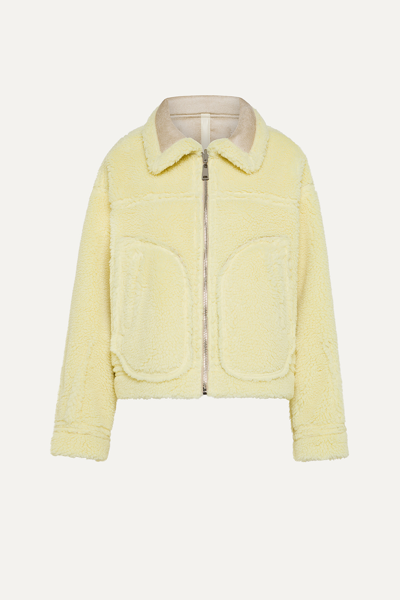 ECO-SHEEPSKIN REVERSIBLE SHORT JACKET 9262 - BEIGE/BANANA - OOF WEAR