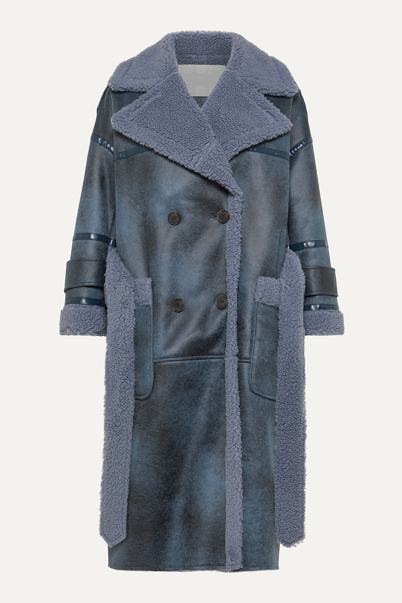 ECO-SHEEPSKIN REVERSIBLE LONG COAT 9263  - CERULEAN/SUGAR PAPER - OOF WEAR