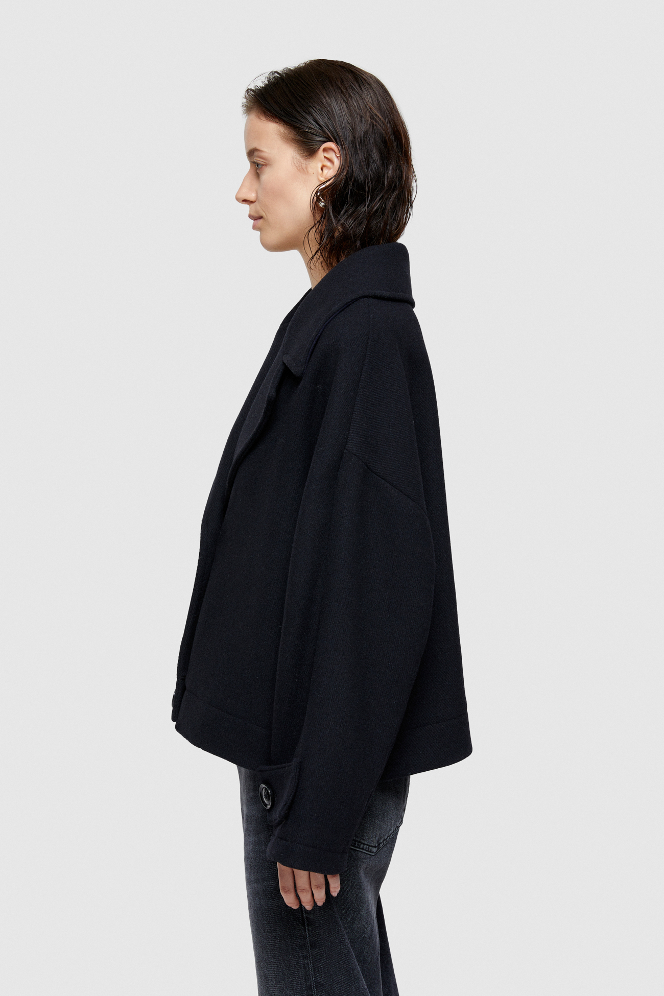 CAPPOTTO CORTO 9268 IN PANNO DI LANA - BLU NOTTE - OOF WEAR