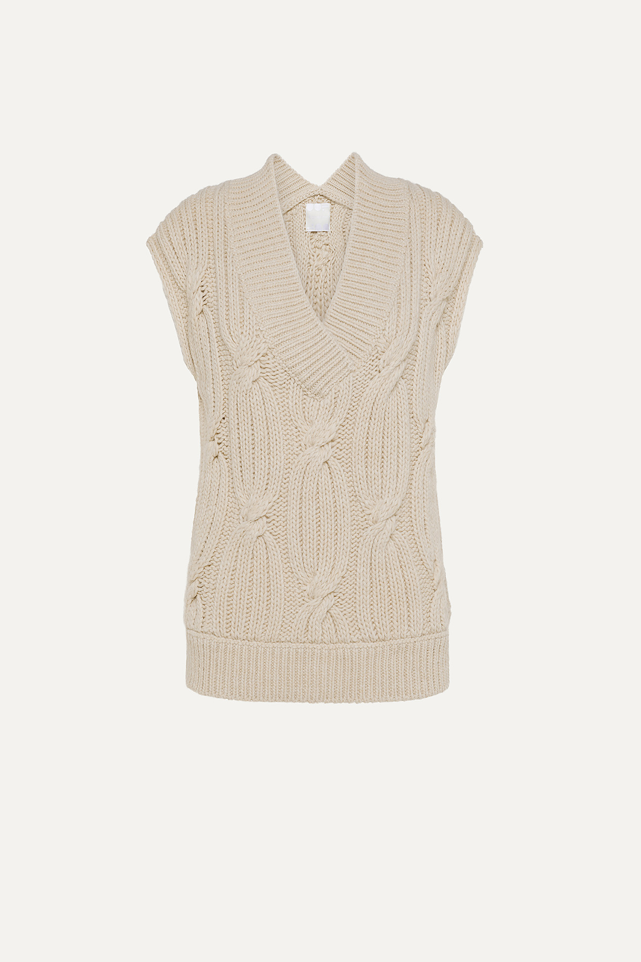 WOOL AND VISCOSE BLEND SHORT GILET 4078  - BUTTER - OOF WEAR