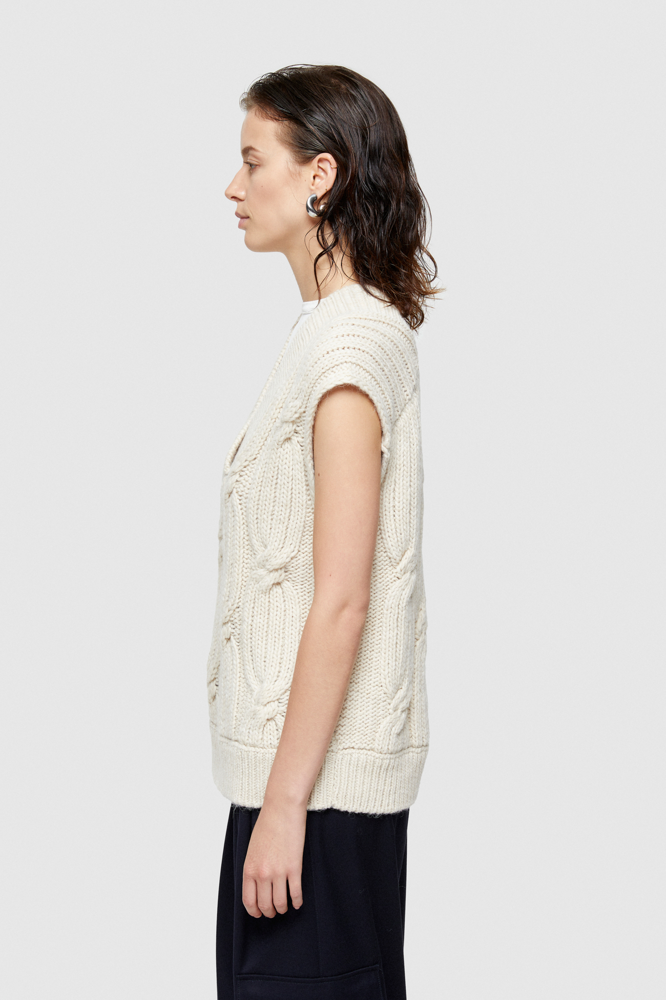 WOOL AND VISCOSE BLEND SHORT GILET 4078  - BUTTER - OOF WEAR