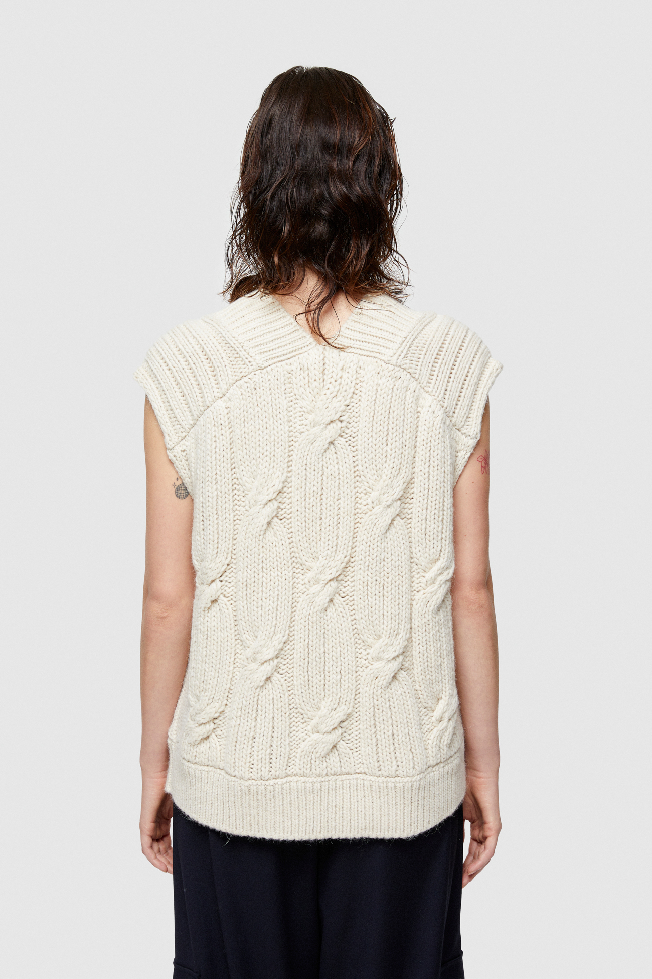 WOOL AND VISCOSE BLEND SHORT GILET 4078  - BUTTER - OOF WEAR