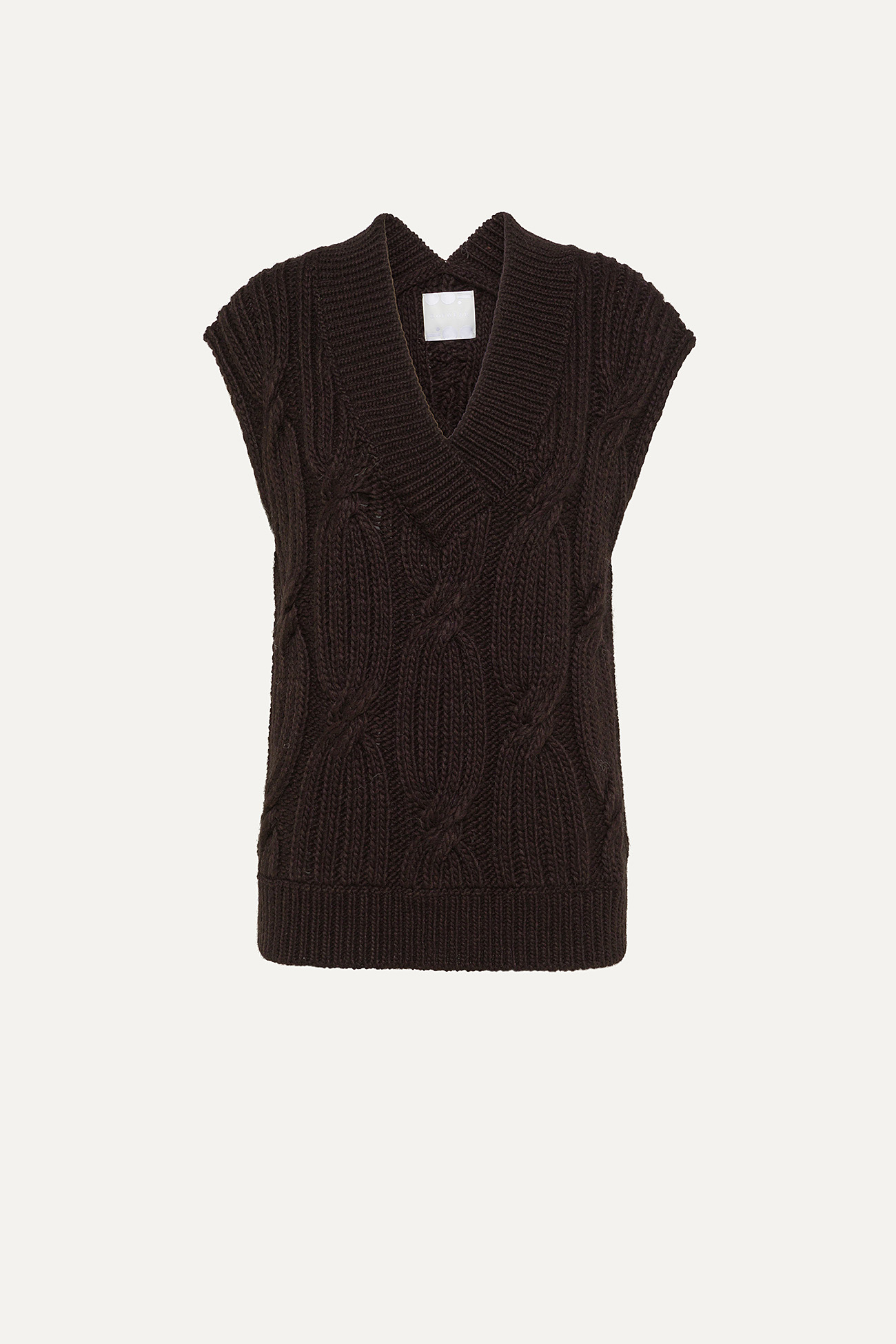 WOOL AND VISCOSE BLEND SHORT GILET 4078  - BROWN - OOF WEAR