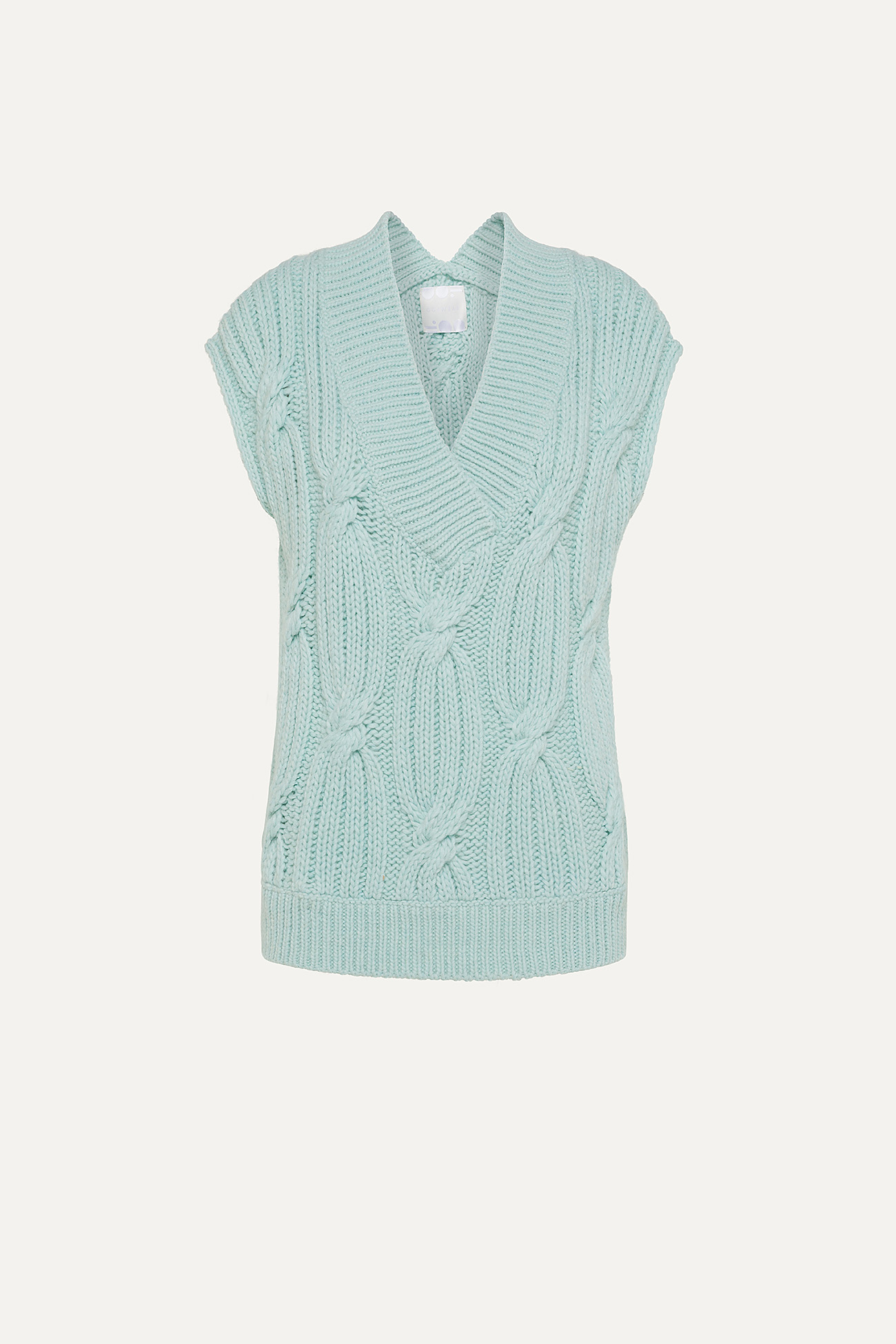 WOOL AND VISCOSE BLEND SHORT GILET 4078  - AQUAMARINE - OOF WEAR