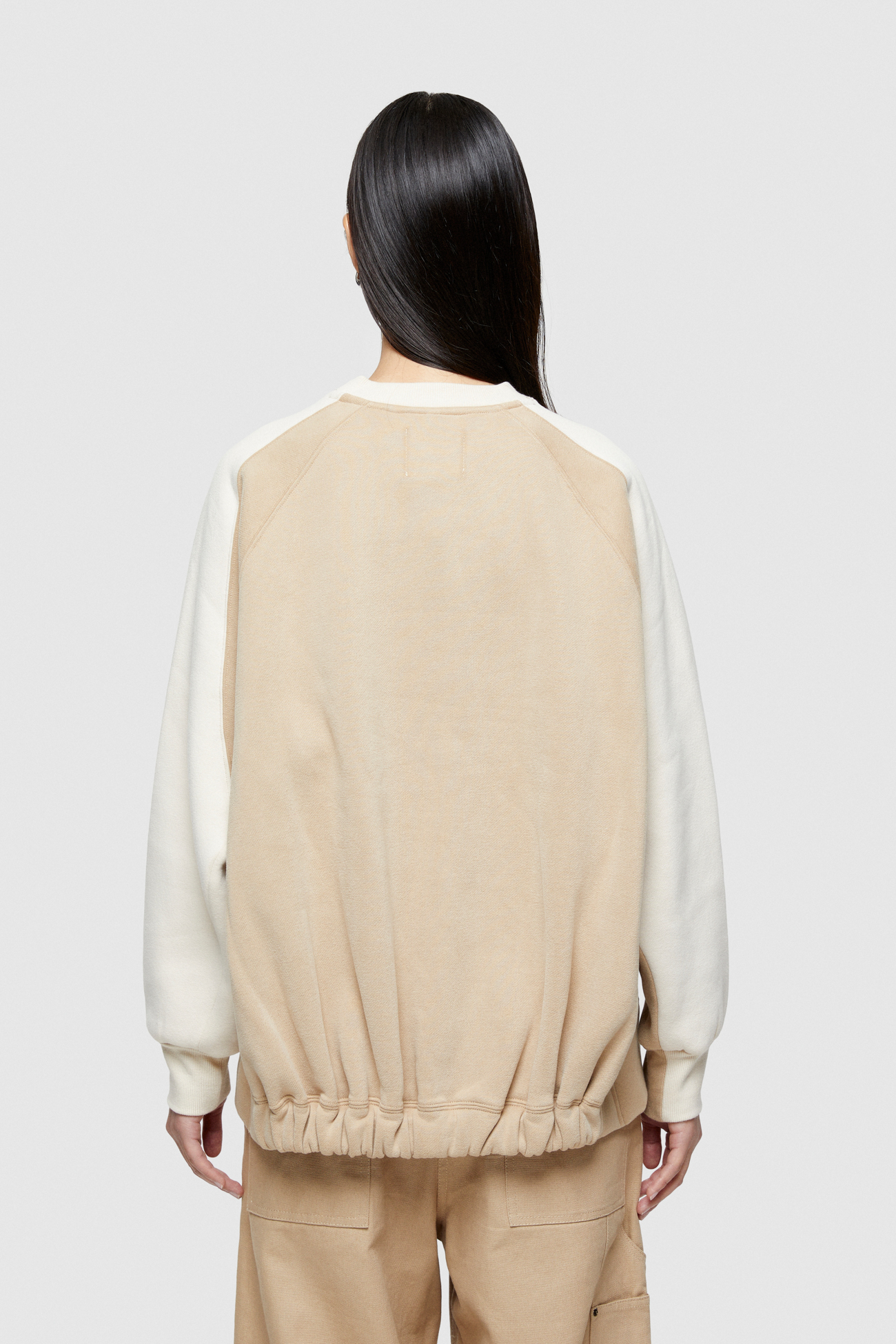 TWO-TONE SWEATSHIRT WITH LOGO 4067  - CREAM/BEIGE - OOF WEAR