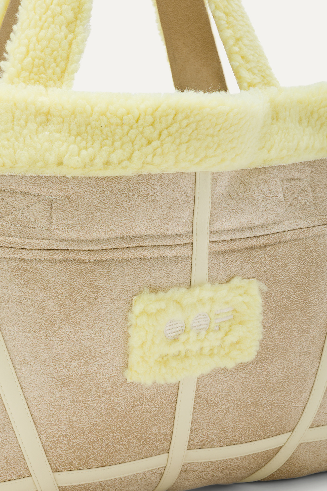 REVERSIBLE ECO-SHEEPSKIN BAG 3091 - BEIGE/BANANA - OOF WEAR