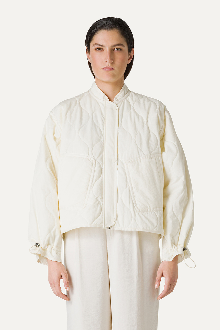 Oof Wear GIACCA CORTA SVASATA IN COTONE TRAPUNTATO 9224 - VANIGLIA